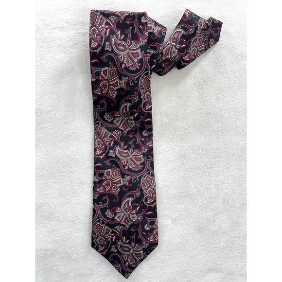 Oscar de la Renta Neckwear Couture Collection Abstract Floral Paisley Silk Tie - Picture 1 of 3